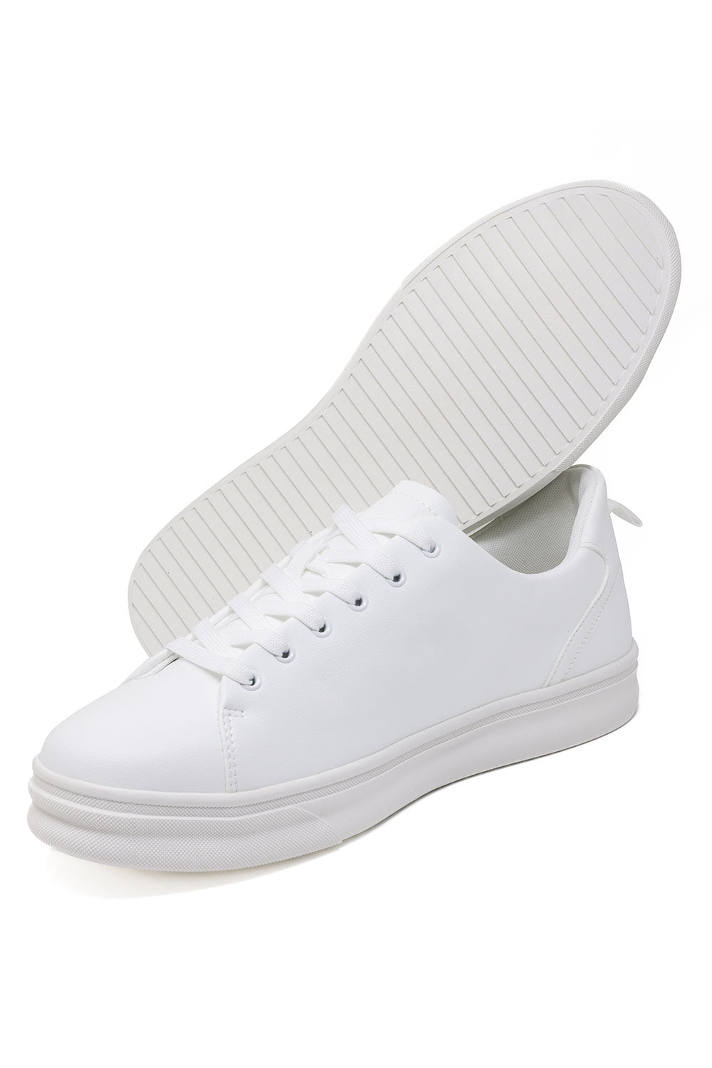 Barabas Men's Checkered Pattern Premium Leather Sneakers 4SK04 White