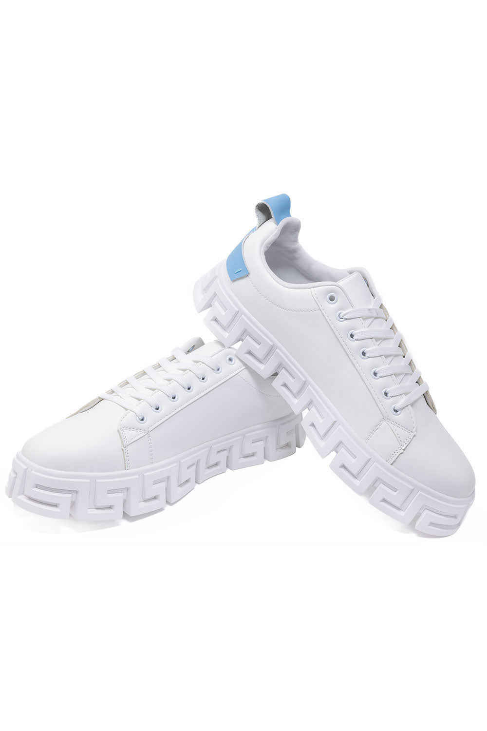 Barabas Men's Greek Key Sole Pattern Premium Sneakers 4SK06 White