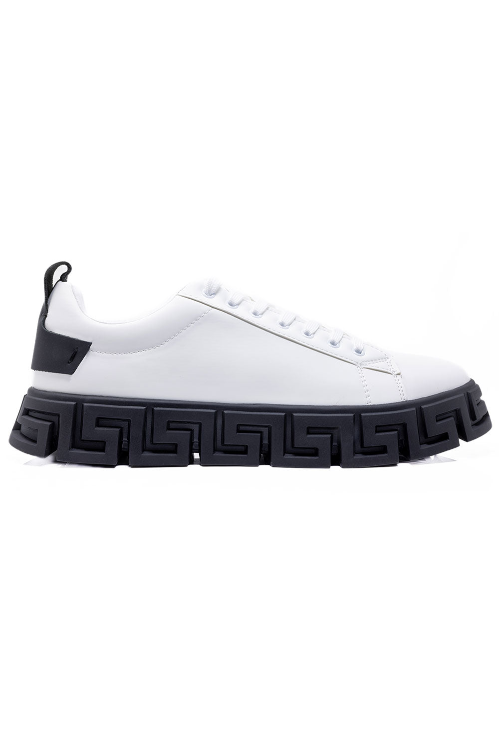 Barabas Men's Greek Key Sole Pattern Premium Sneakers 4SK06 White Black