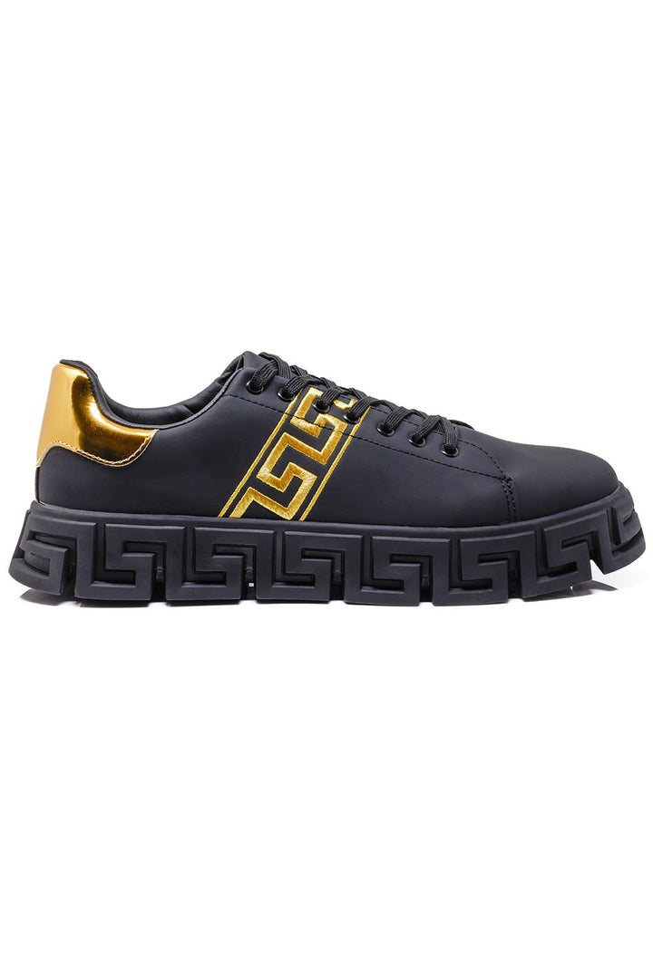 Barabas Men's Greek Key Sole Pattern Premium Sneakers 4SK07 Black