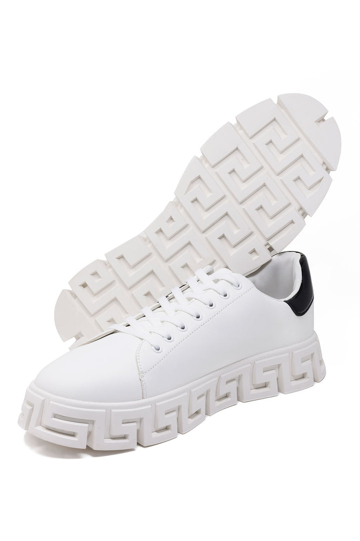 Barabas Men's Greek Key Sole Pattern Premium Sneakers 4SK07 White