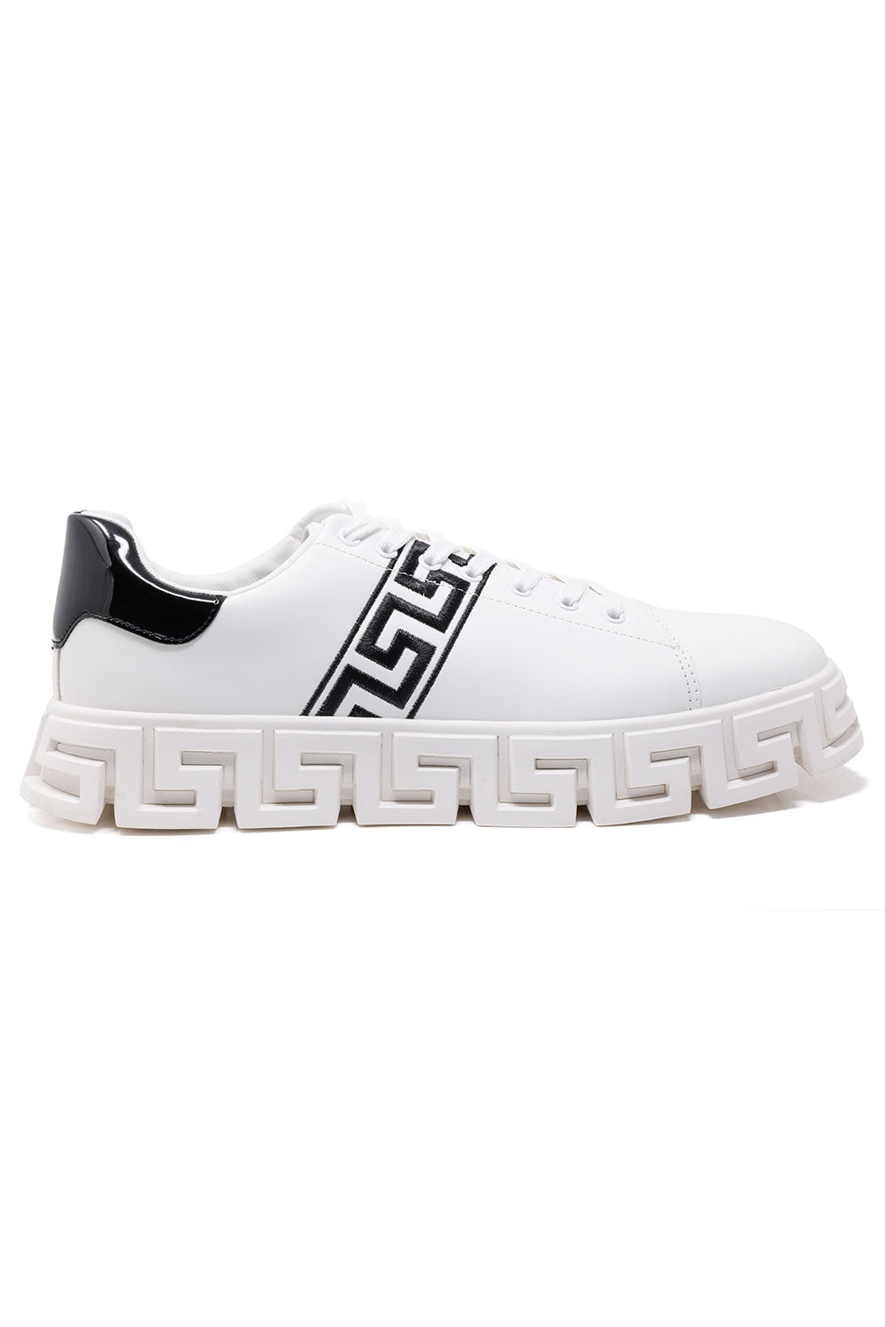 Barabas Men's Greek Key Sole Pattern Premium Sneakers 4SK07 White