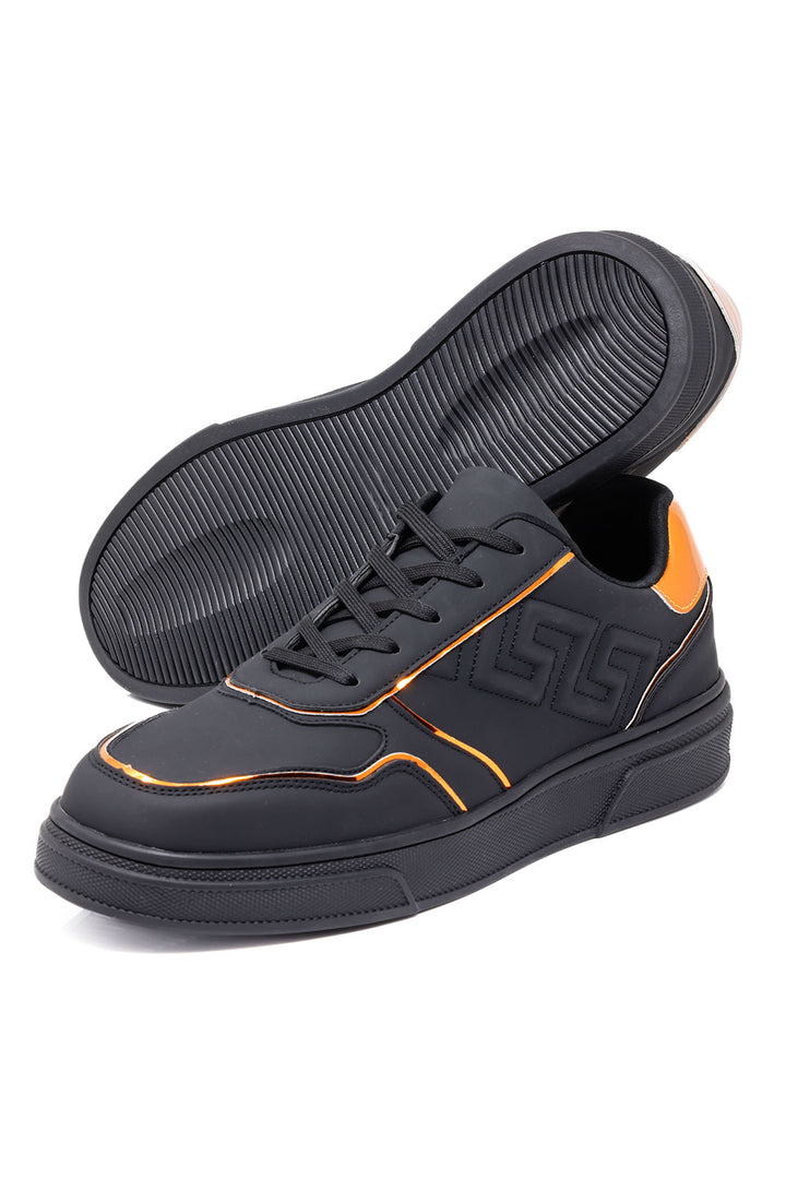 Barabas Men's Greek Key Sole Pattern Lace-up Sneakers 4SK09 Gold