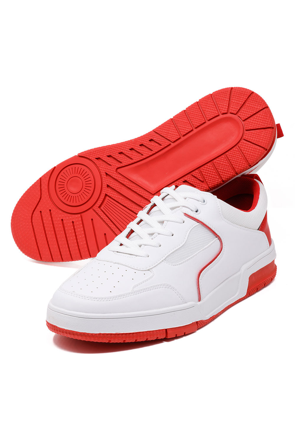 Barabas Men's Low Top Laced-Up Premium PU Leather Sneakers 4SK10 White