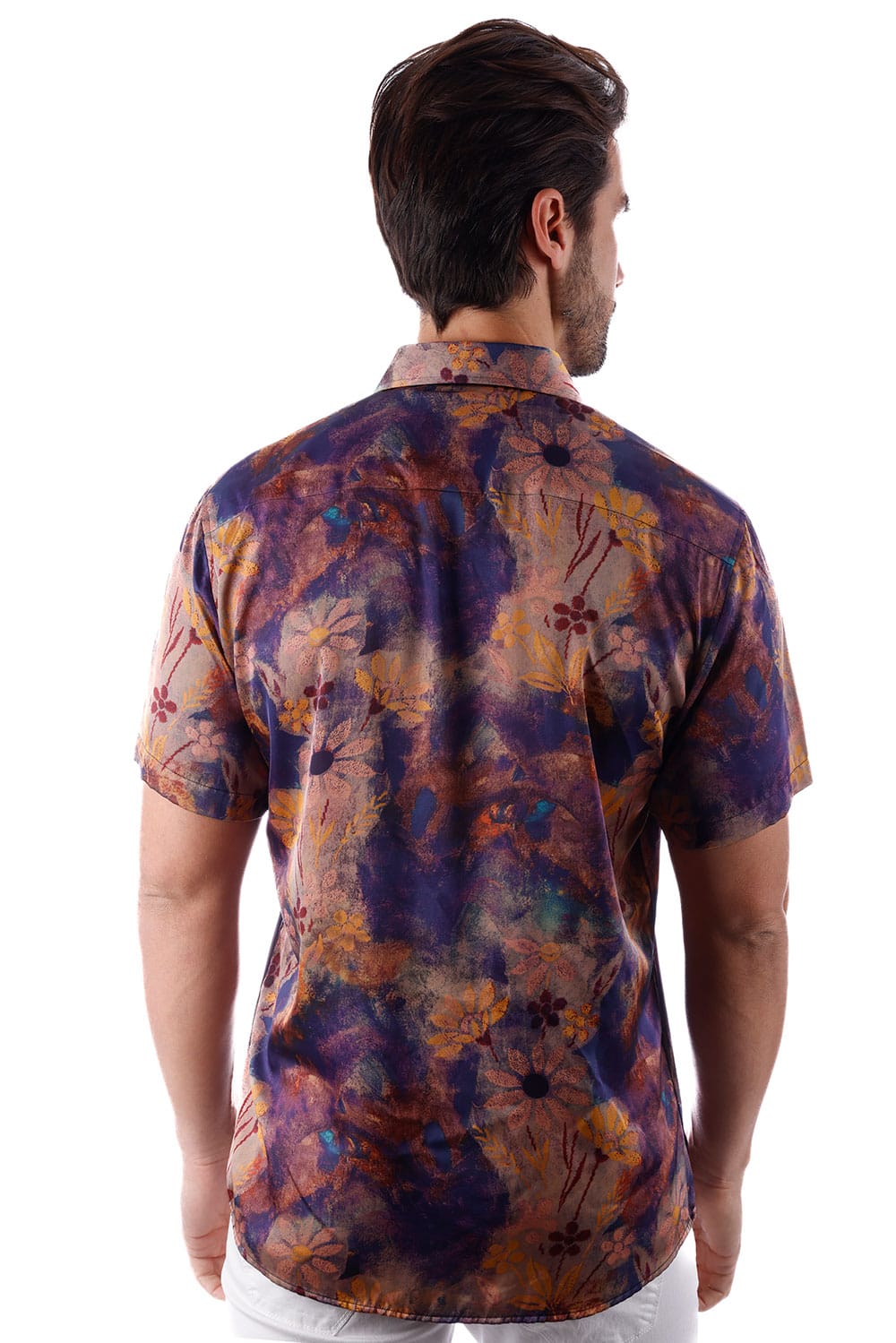 BARABAS Men's Colorful Floral Button Down Short Sleeve Shirts 4sst21 #Color_Purple