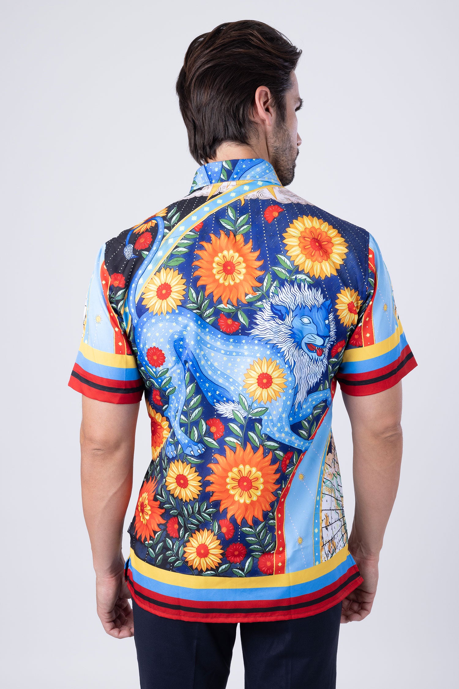 Barabas Men's Floral Animal Button Down Short Sleeve Shirts 4SST38 Multi