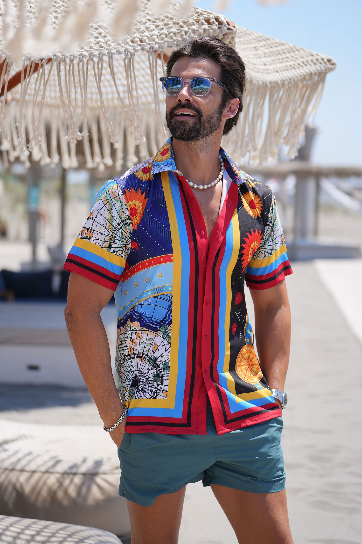 Barabas Men's Floral Animal Button Down Short Sleeve Shirts 4SST38 Multi