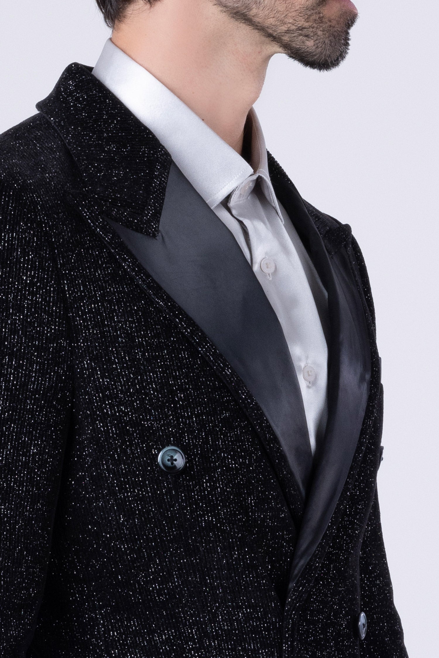 Barabas Men's Glitter Pattern Shiny Peak Lapel Suit Set 4SU22 Black