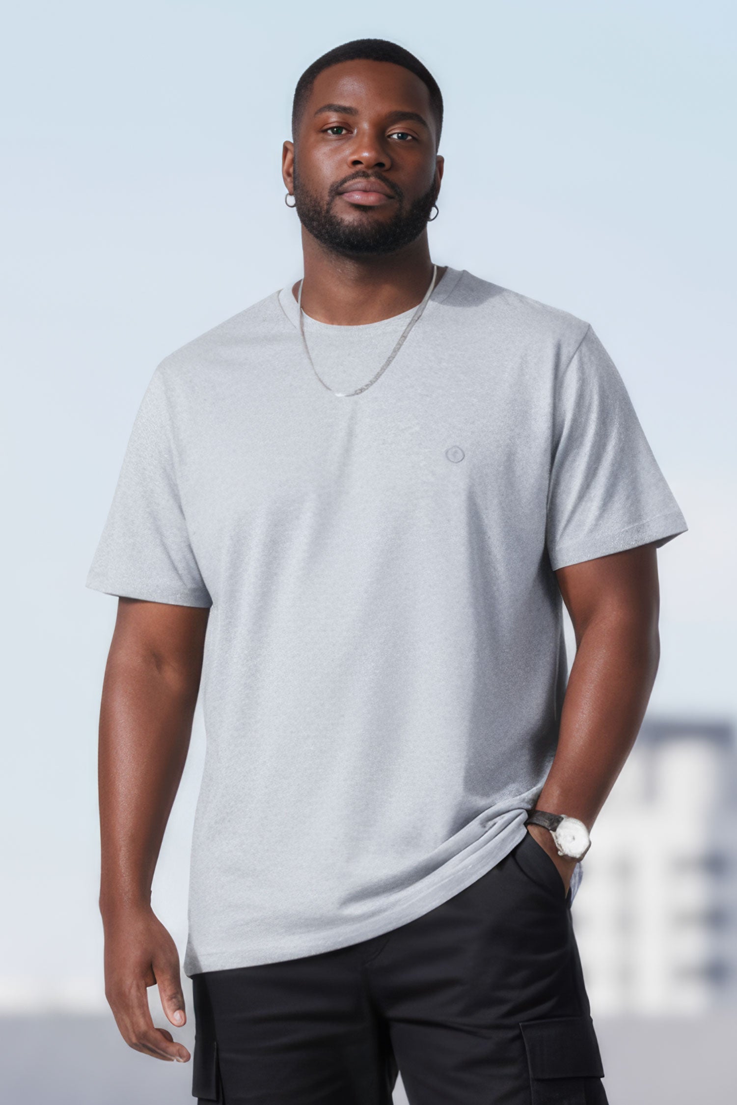 Barabas Men's Basic Color Stretch Crew Neck T-Shirt 4T01 Grey