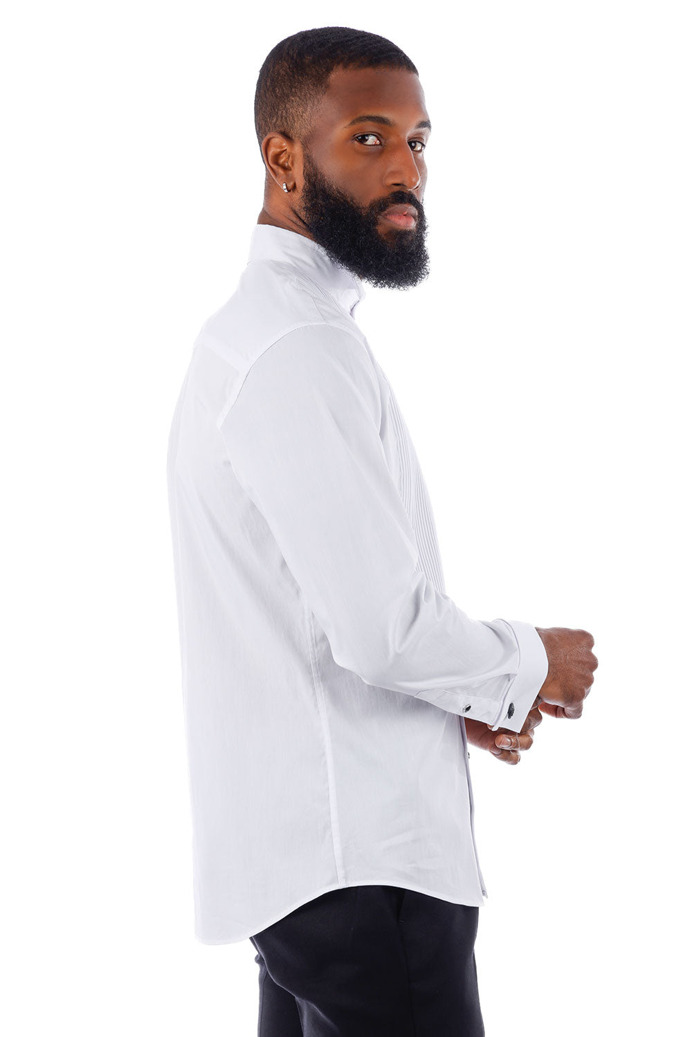 BARABAS Men's Tuxedo Wing Collar French Cuffs Long Sleeve Shirt 4txs02 White