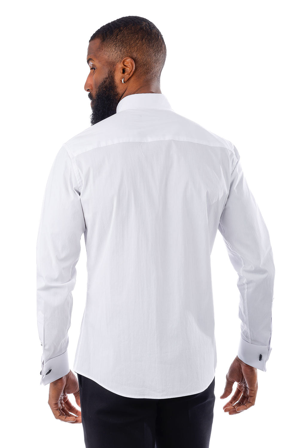 BARABAS Men's Tuxedo Wing Collar French Cuffs Long Sleeve Shirt 4txs02 Black White