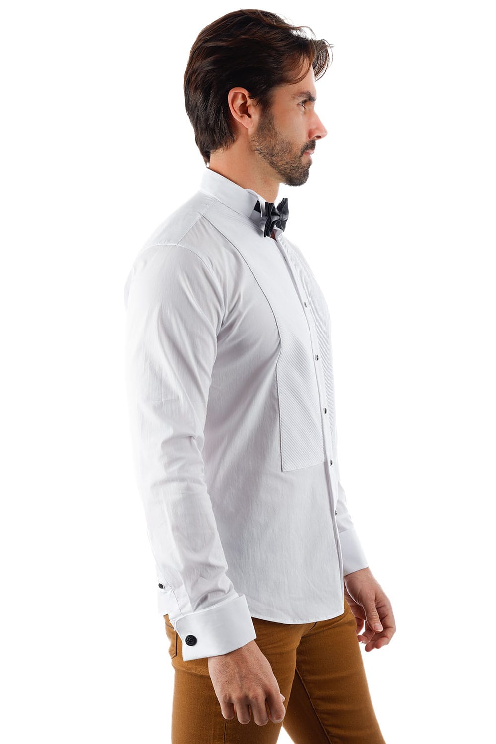 BARABAS Men's Tuxedo Wing Collar Button Down Long Sleeve Shirt 4txs03 #Color_White