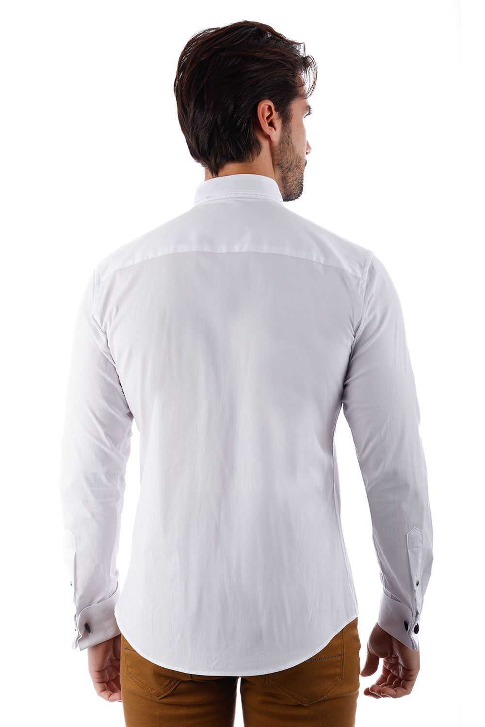 BARABAS Men's Tuxedo Wing Collar Button Down Long Sleeve Shirt 4txs03 White
