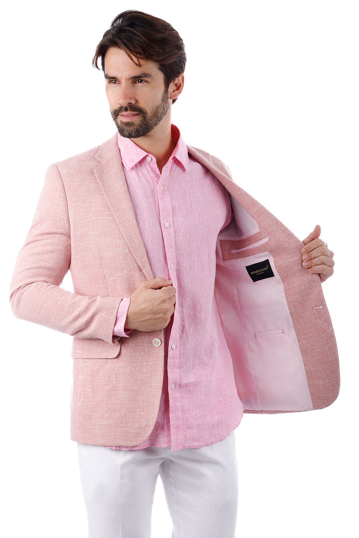 Barabas Men's Classic Tweed Pattern Notch Lapel Blazer 4BL30 Pink