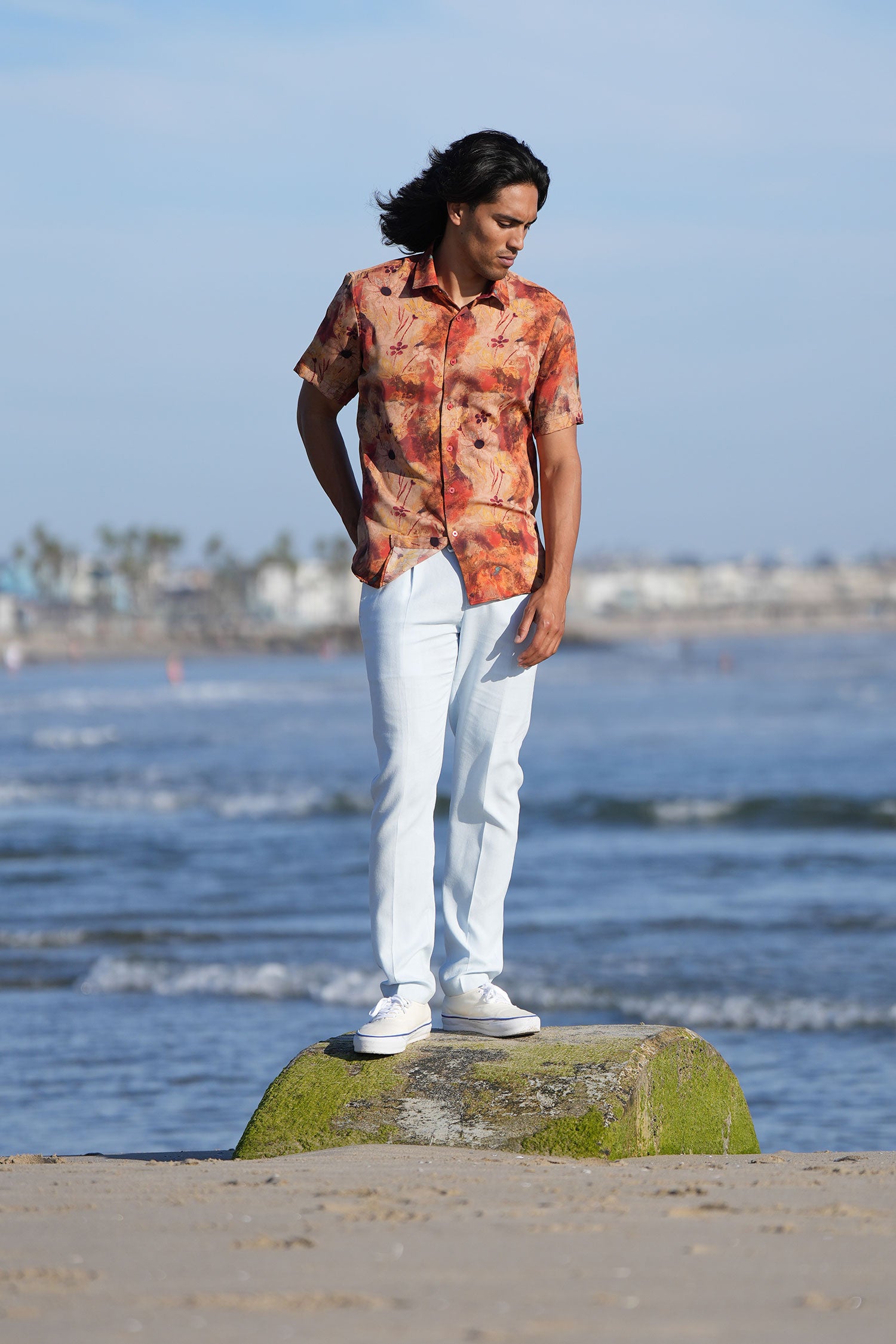 BARABAS Men's Colorful Floral Button Down Short Sleeve Shirts 4sst21 Rust