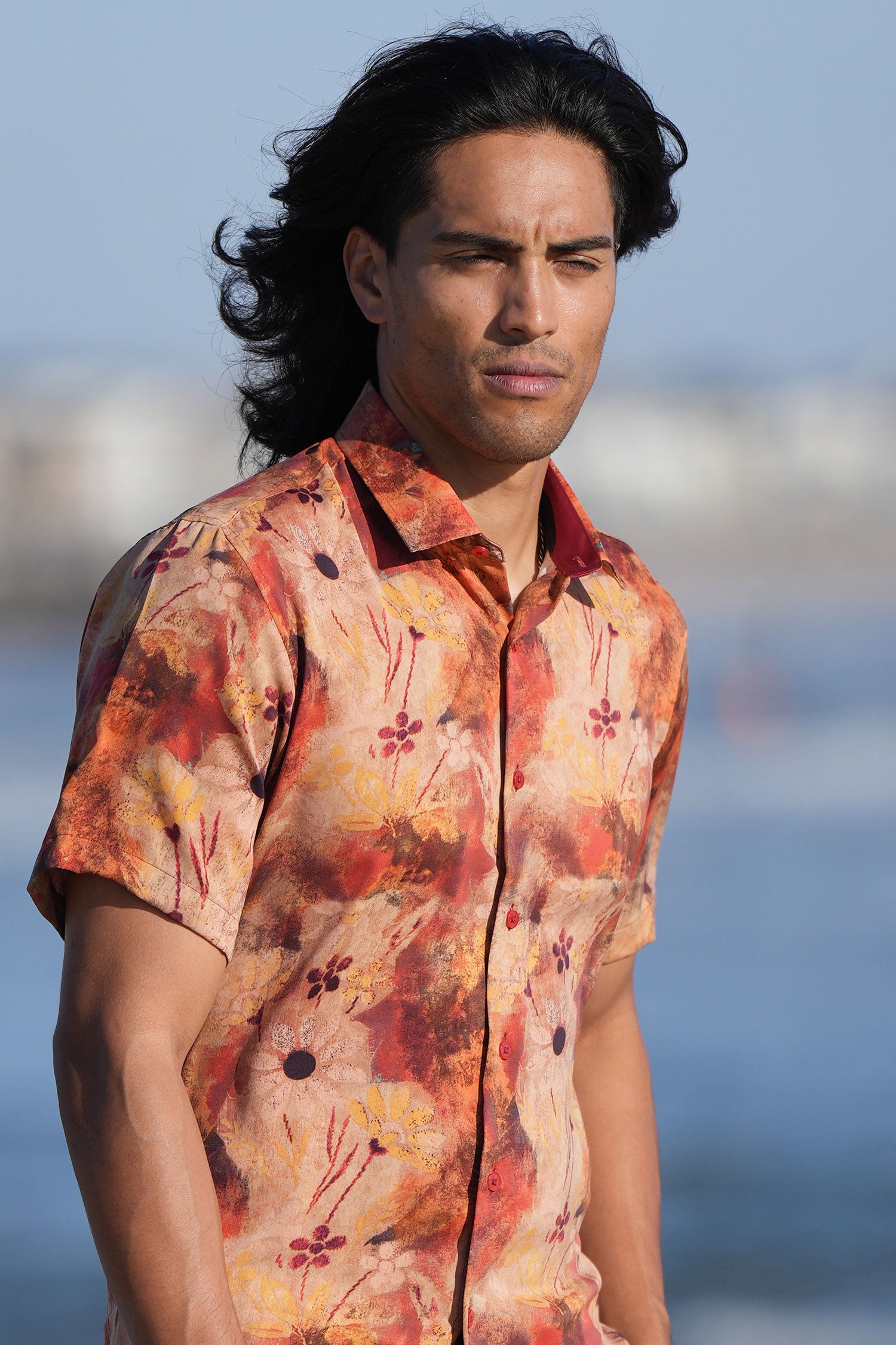 BARABAS Men's Colorful Floral Button Down Short Sleeve Shirts 4sst21 Rust
