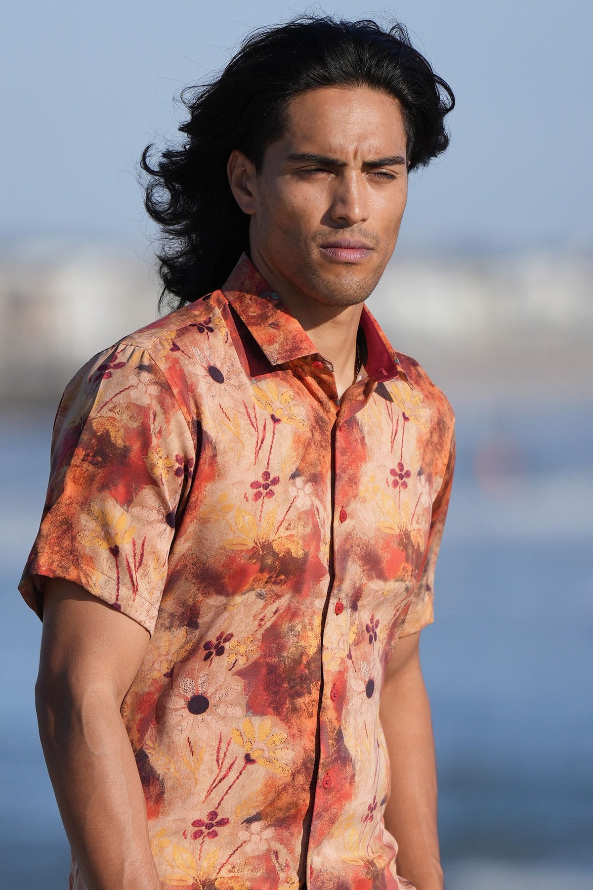 BARABAS Men's Colorful Floral Button Down Short Sleeve Shirts 4sst21 #Color_Rust