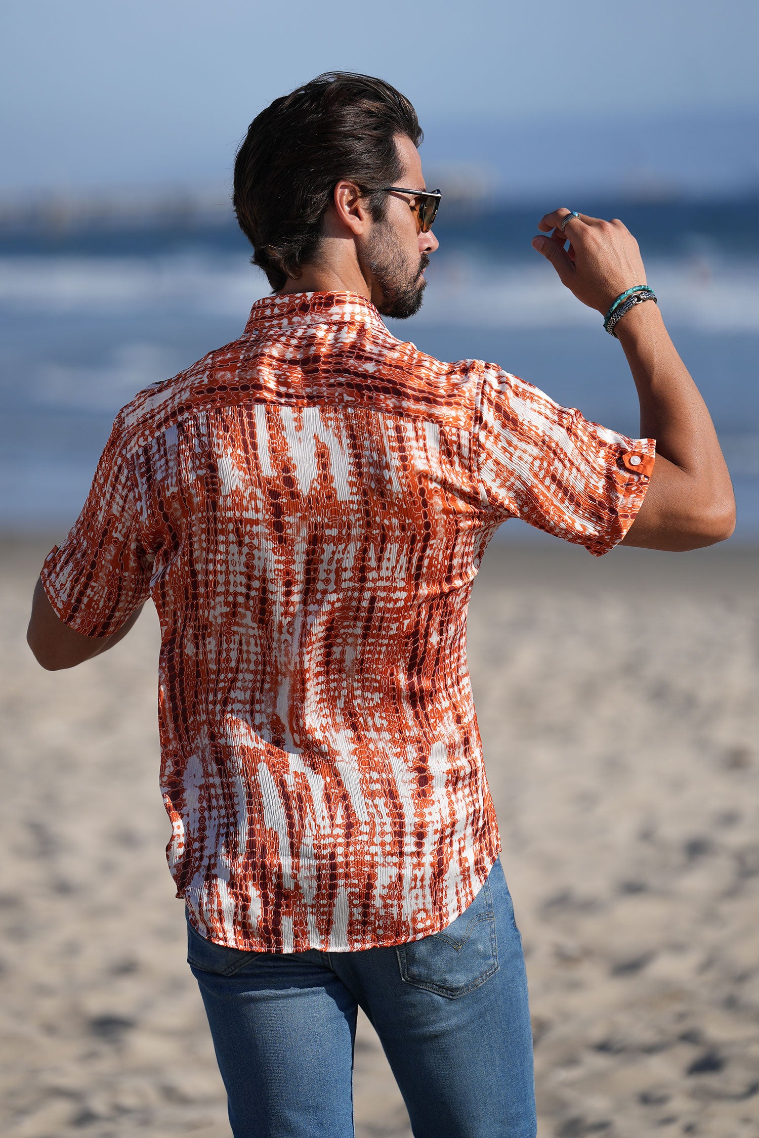 Barabas Men's Stretch Geometric Button Down Short Sleeve Shirts 4SST22