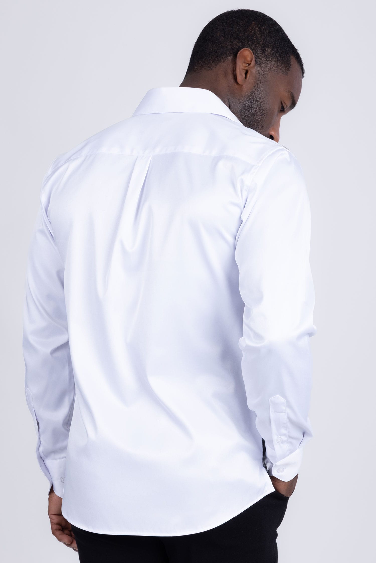 Barabas Men's See Through Geometric Shiny Long Sleeve Shirts 5B01 White