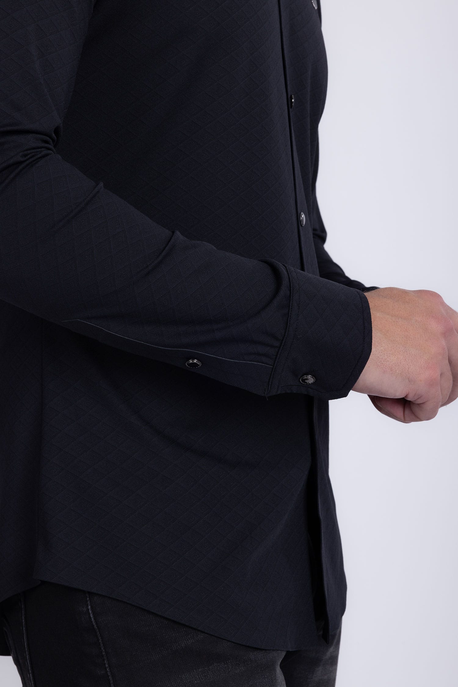 Barabas Men's Patterned Stretch Button Down Long Sleeve Shirts 5B20 Black