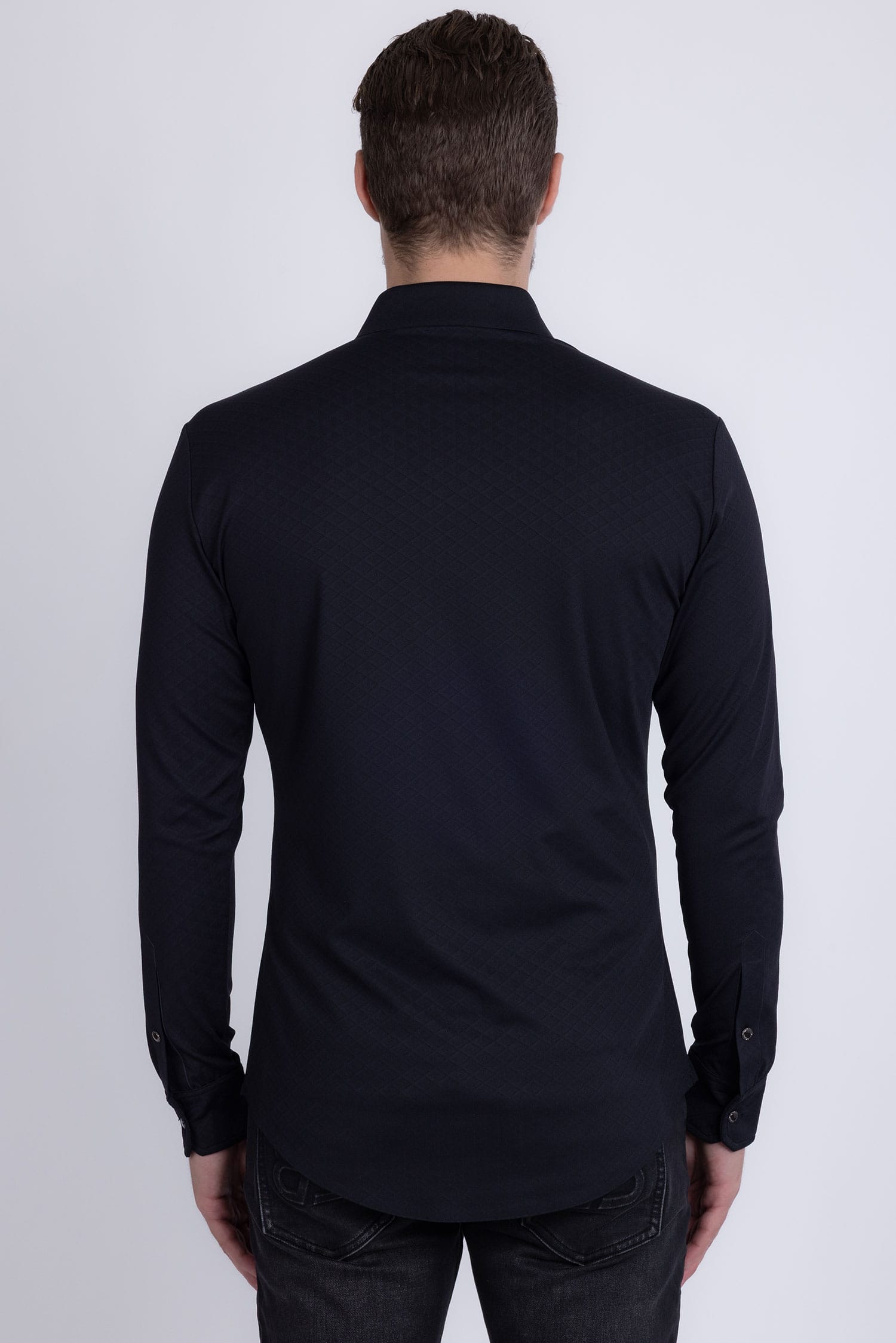 Barabas Men's Patterned Stretch Button Down Long Sleeve Shirts 5B20 Black