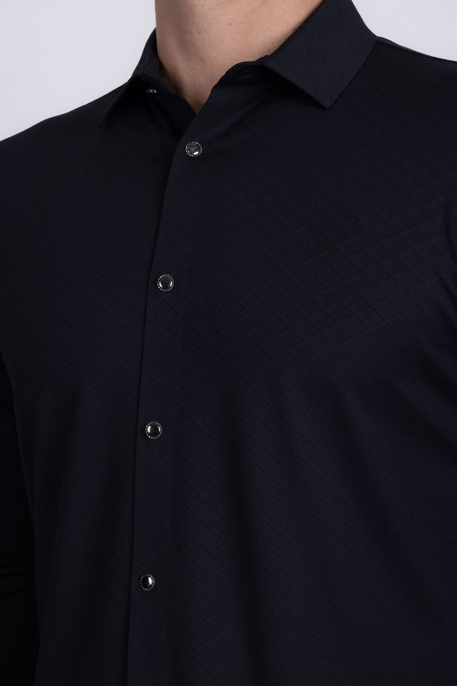 Barabas Men's Patterned Stretch Button Down Long Sleeve Shirts 5B20 Black
