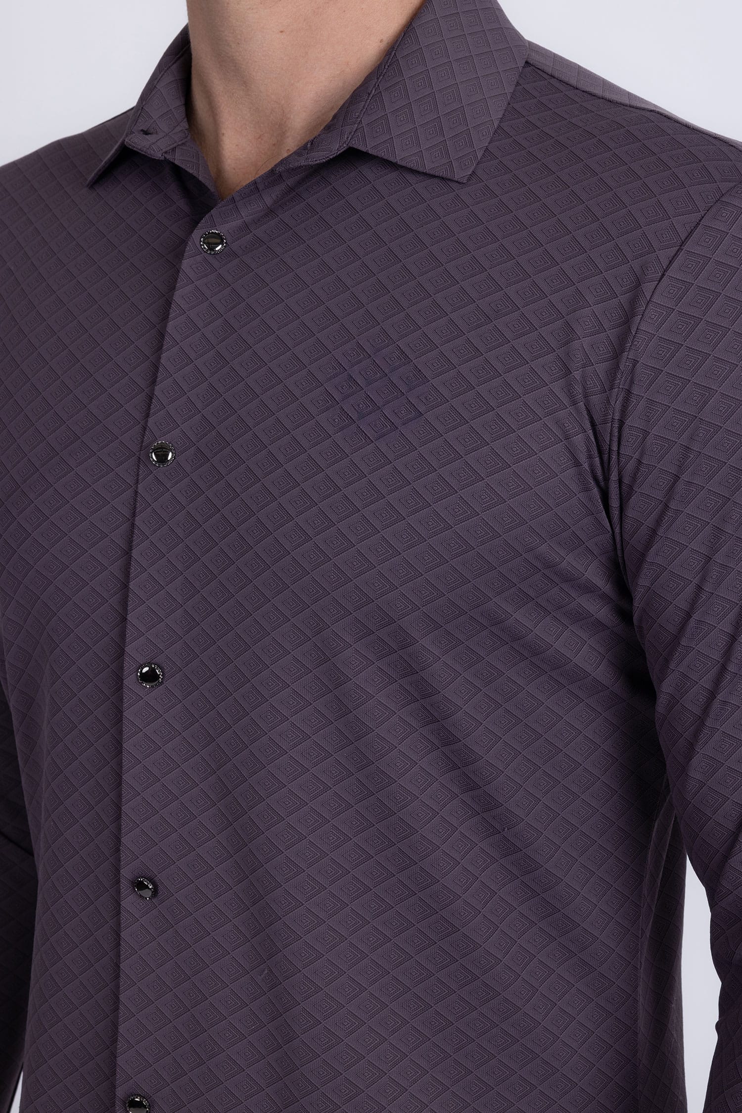 Barabas Men's Patterned Stretch Button Down Long Sleeve Shirts 5B20 Purple