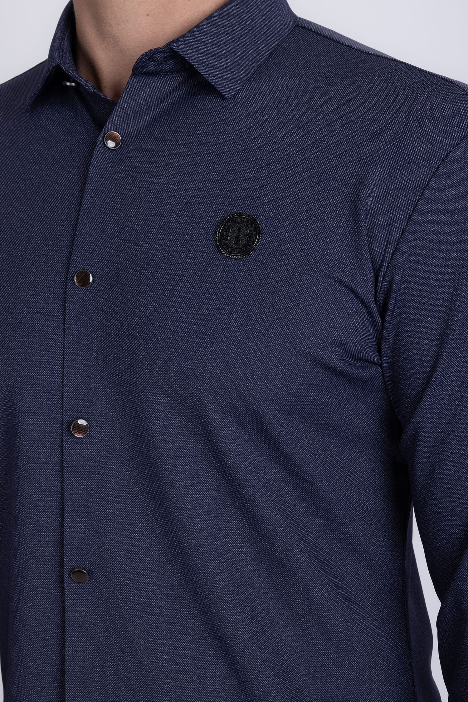 Barabas Men's Textured Stretch Button Down Long Sleeve Shirts 5B22 Navy