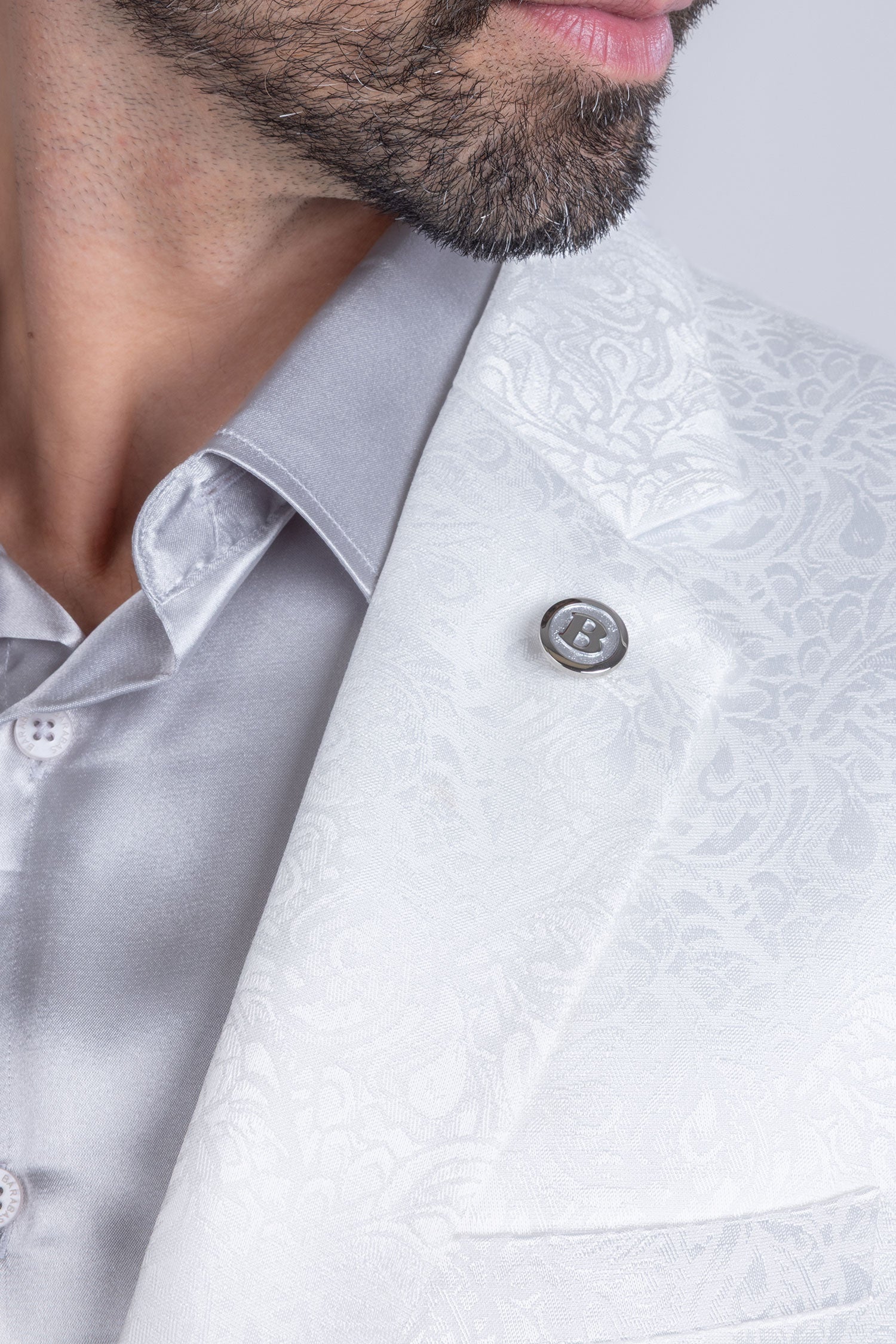 Barabas Men's Floral Design Luxury Prom Notch Lapel Blazer 5BL01 White