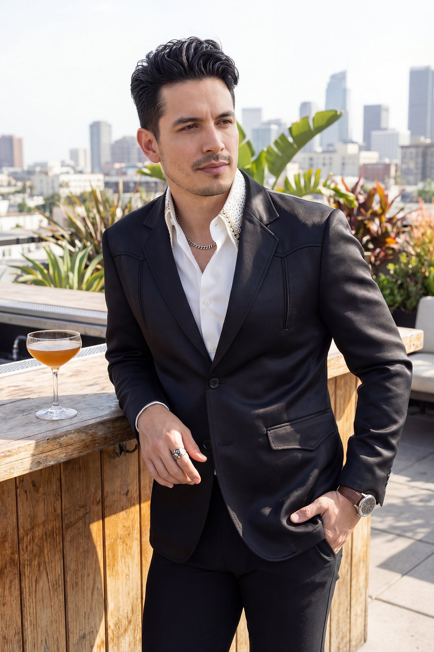 Barabas Men's Matte Notch Lapel Casual Blazer 5BL11 Black