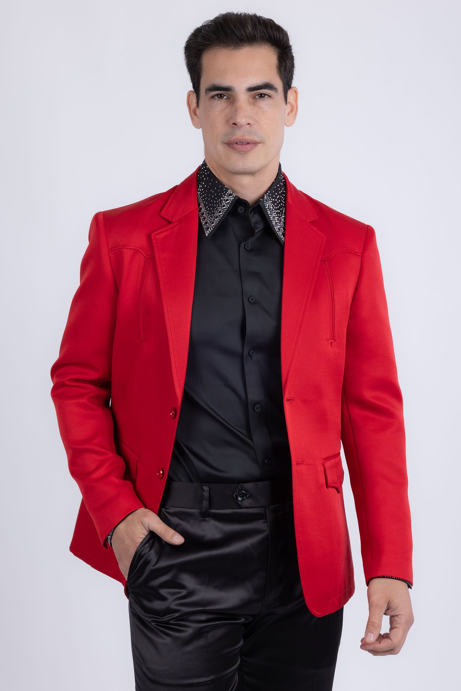Barabas Men's Matte Notch Lapel Casual Blazer 5BL11 Red