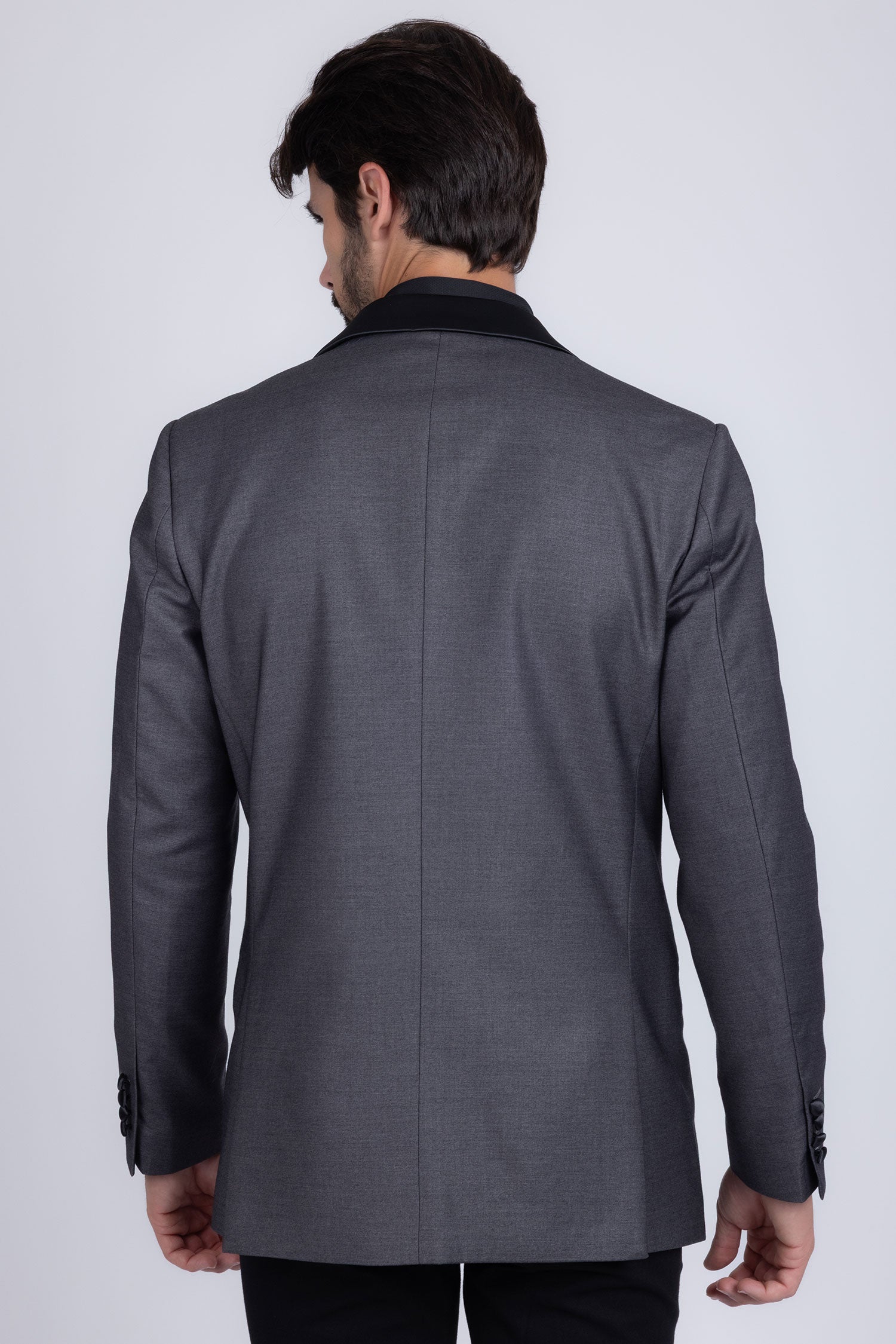 Barabas Men's Rhinestone Geometric Design Peak Lapel Blazer 5BL12 Charcoal