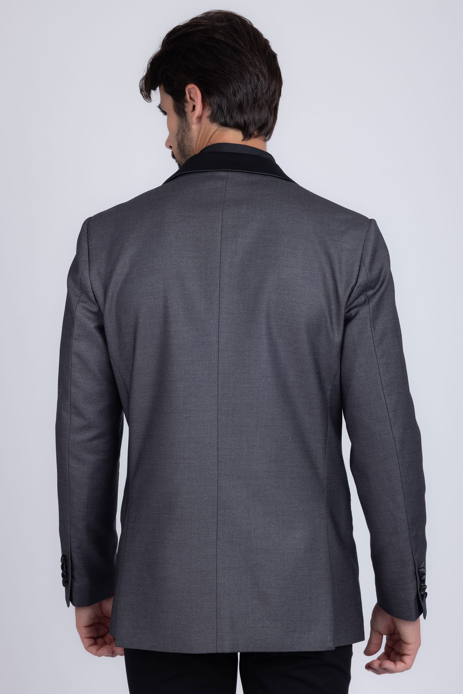 Barabas Men's Rhinestone Geometric Design Peak Lapel Blazer 5BL12 Charcoal