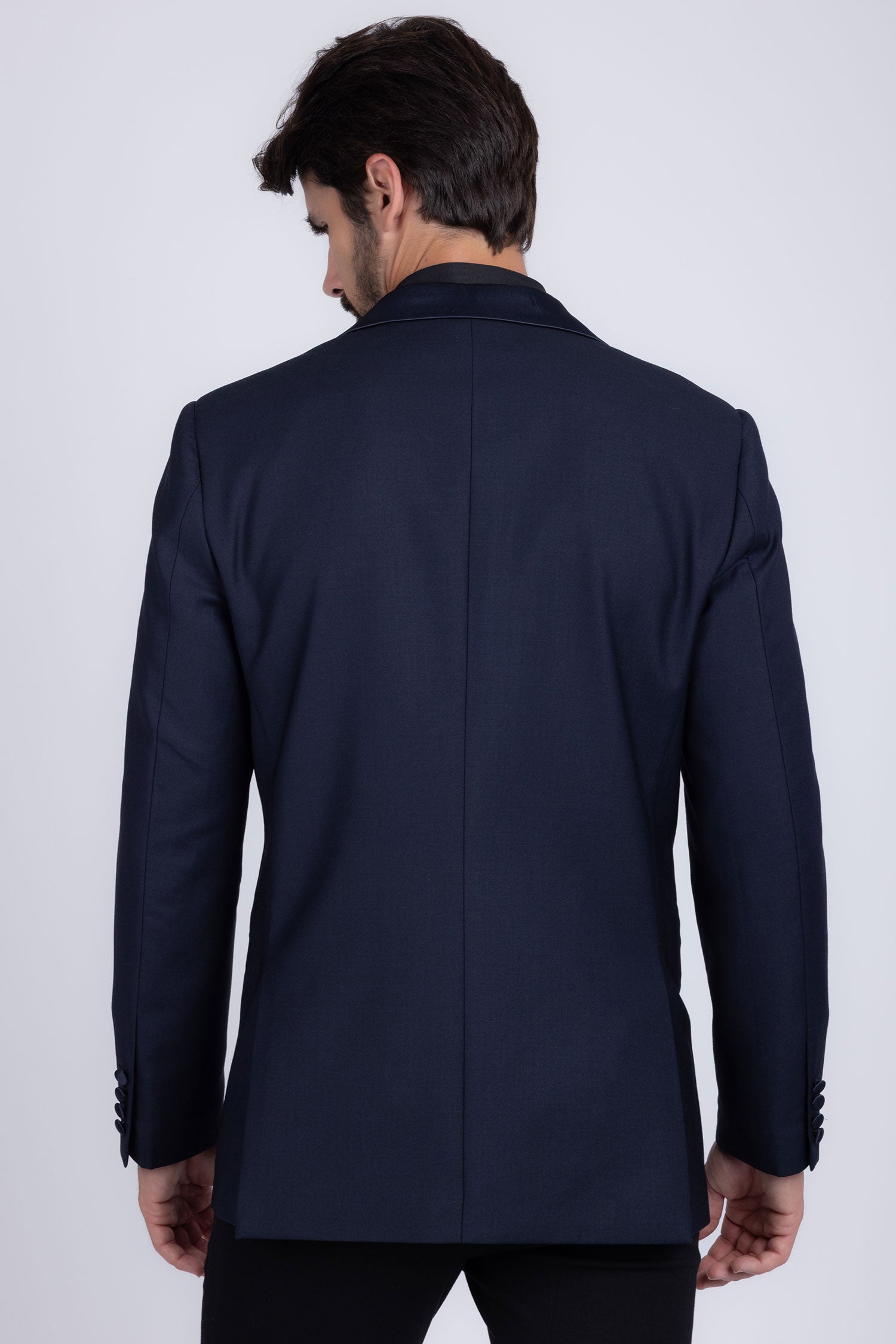 Barabas Men's Rhinestone Geometric Design Peak Lapel Blazer 5BL12 Navy
