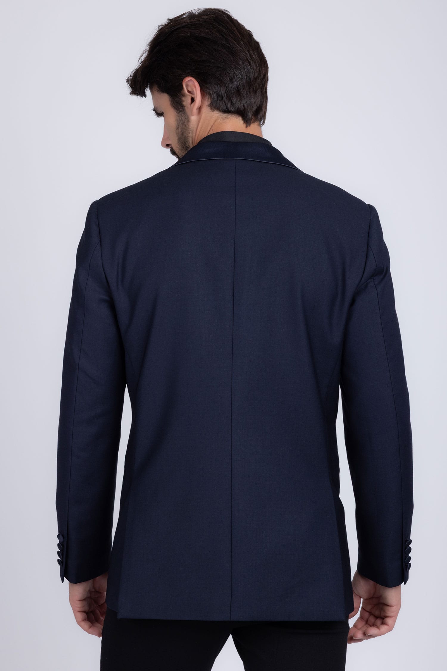 Barabas Men's Rhinestone Geometric Design Peak Lapel Blazer 5BL12 Navy