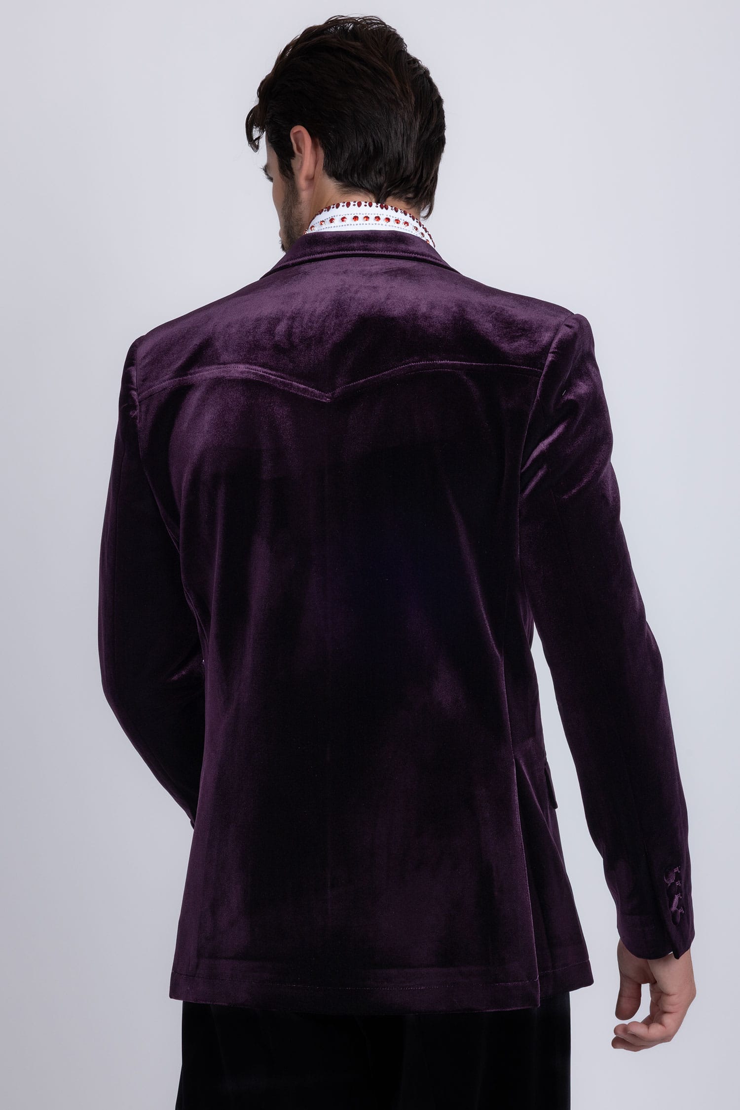 Barabas Men's Velvet Shiny Design Notch Lapel Blazer 5BL13 Purple