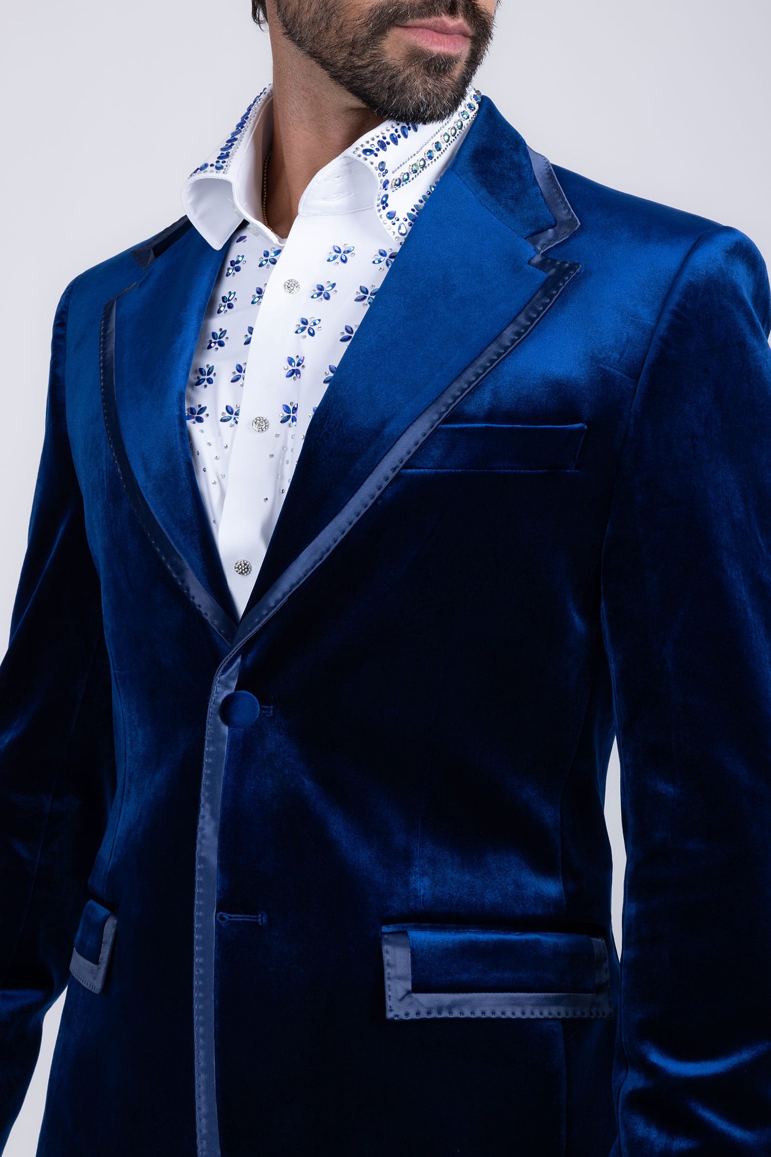 Barabas Men's Velvet Shiny Design Notch Lapel Blazer 5BL18 Blue