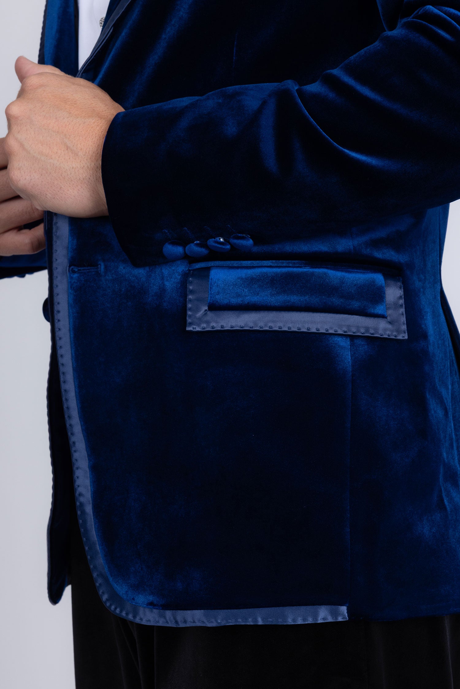 Barabas Men's Velvet Shiny Design Notch Lapel Blazer 5BL18 Blue