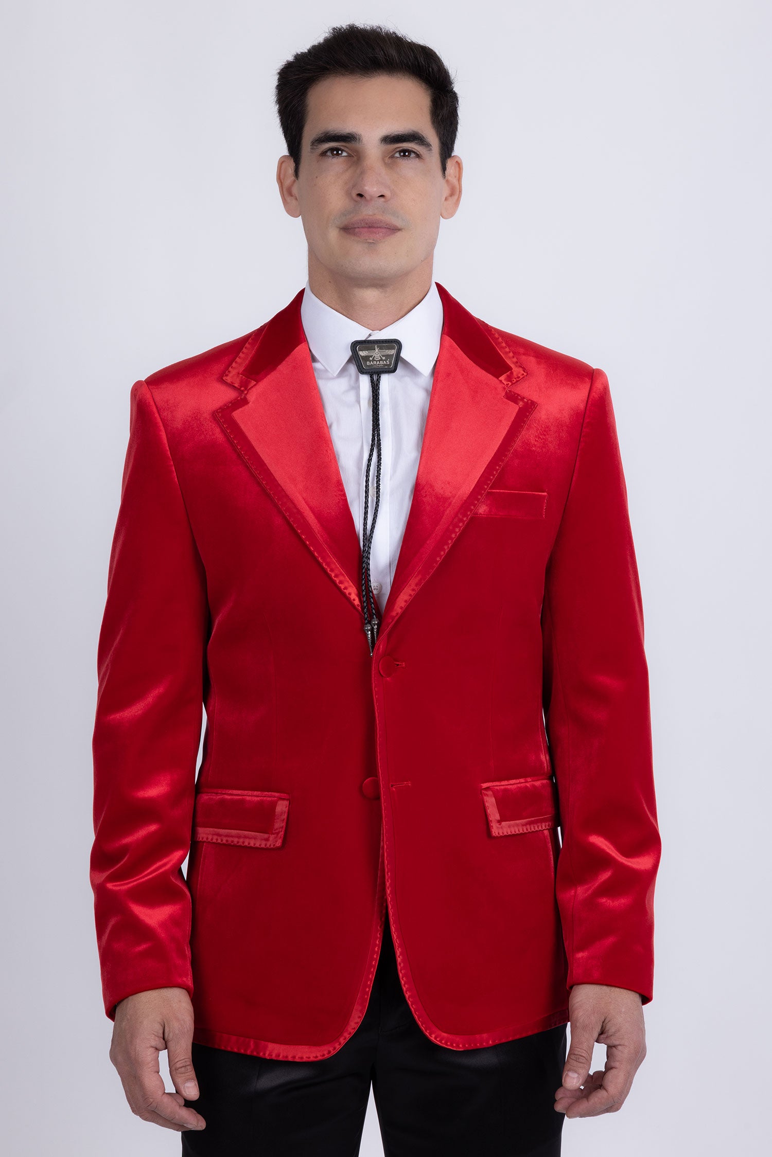 Barabas Men's Velvet Shiny Design Notch Lapel Blazer 5BL18 Red
