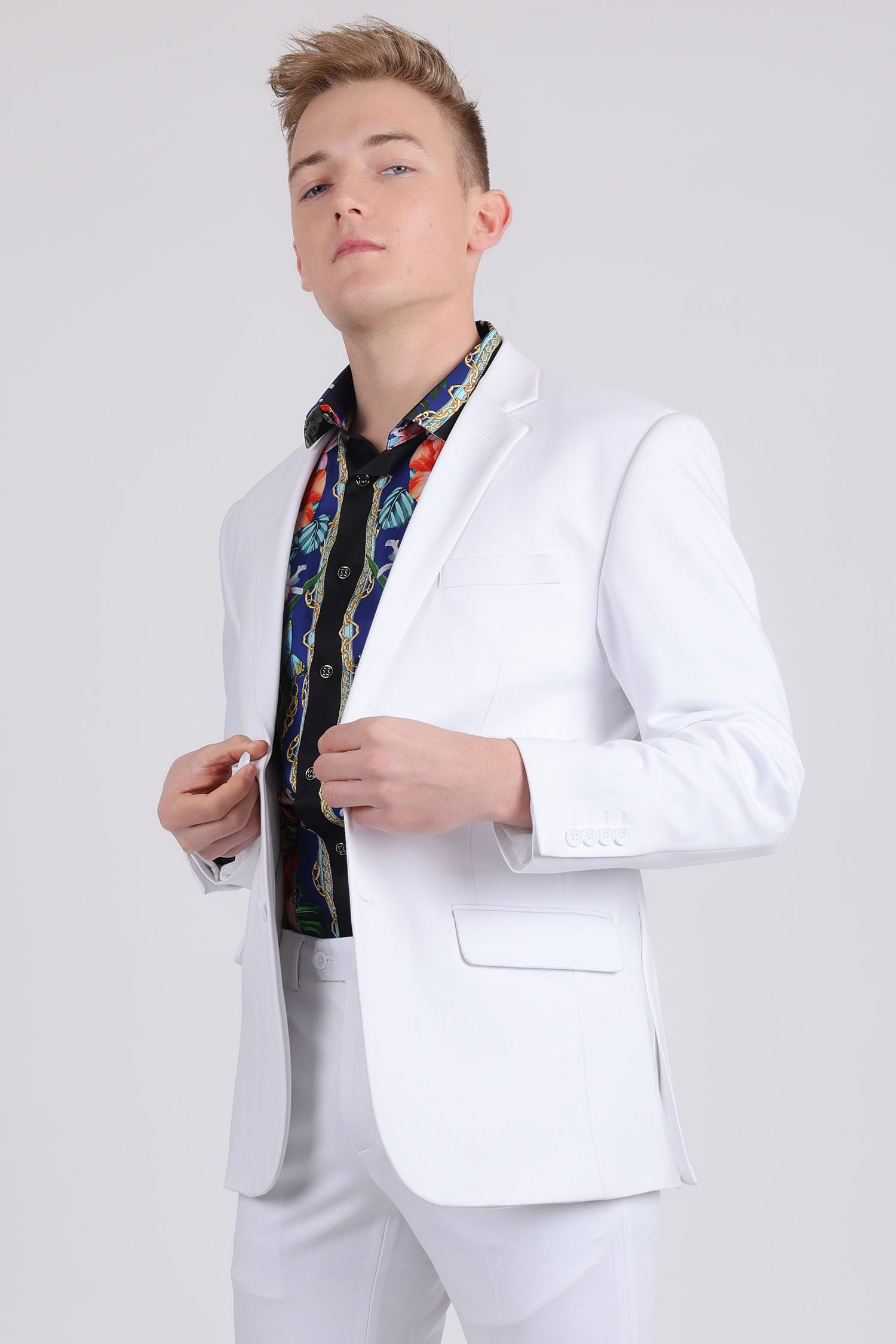 Barabas Men's Brushed Cotton Notch Lapel Casual Blazer 5BL200 White