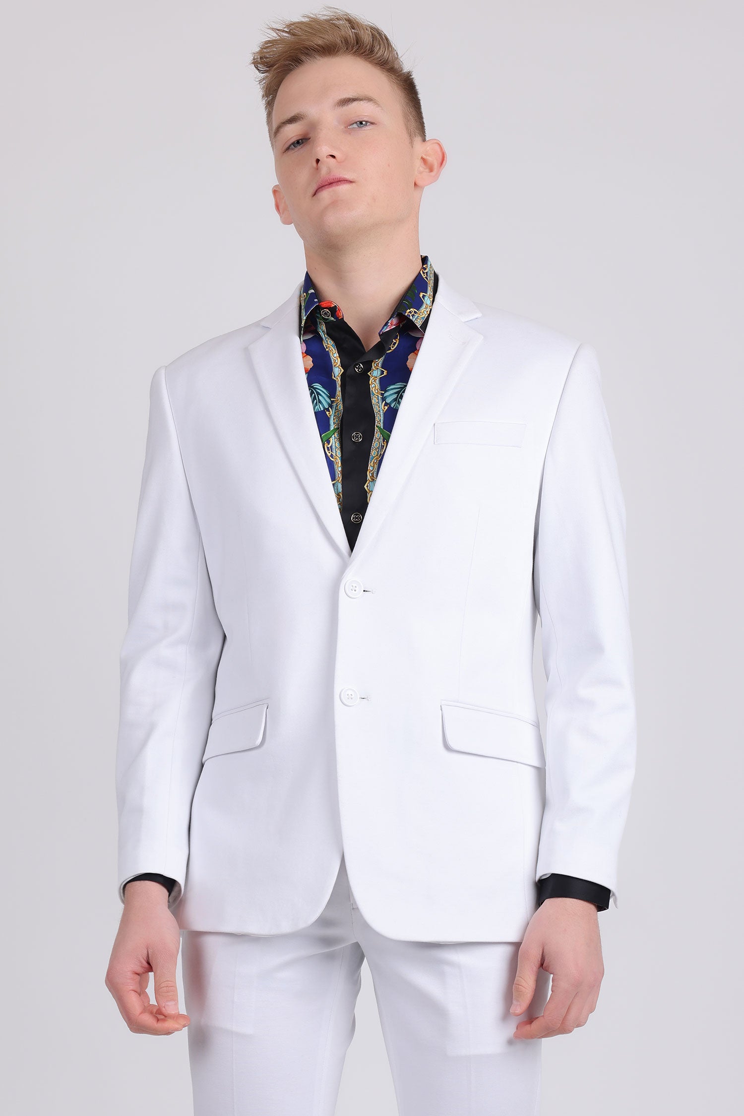 Barabas Men's Brushed Cotton Notch Lapel Casual Blazer 5BL200 White