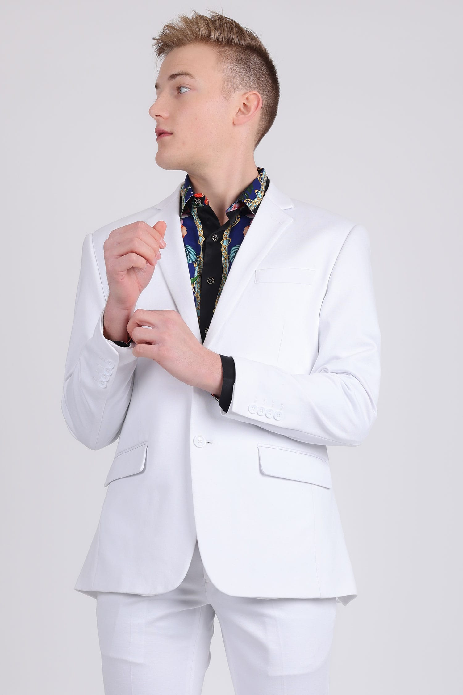 Barabas Men's Brushed Cotton Notch Lapel Casual Blazer 5BL200 White