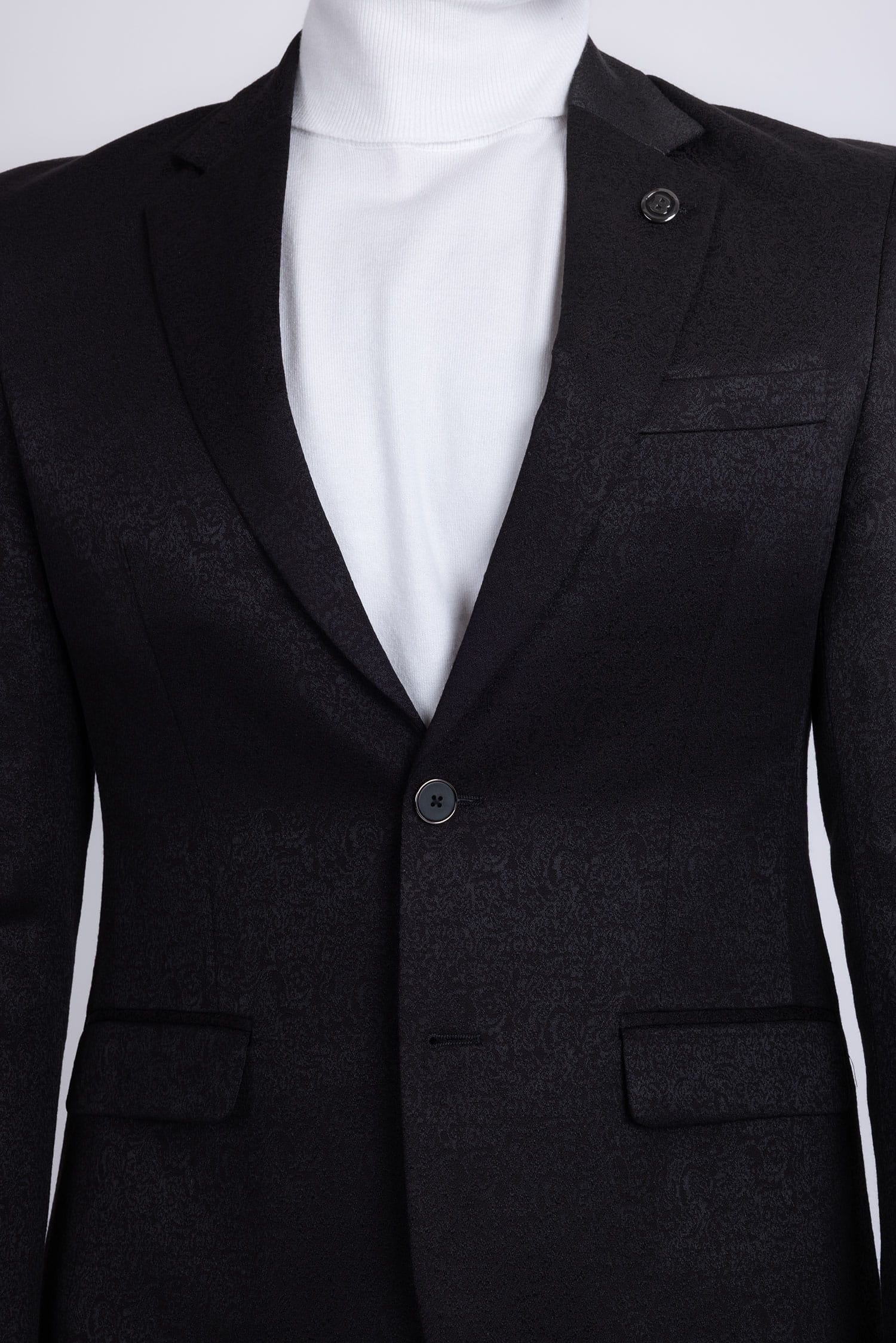 Barabas Men's Floral Geometric Design Notch Lapel Blazer 5BL21 Black