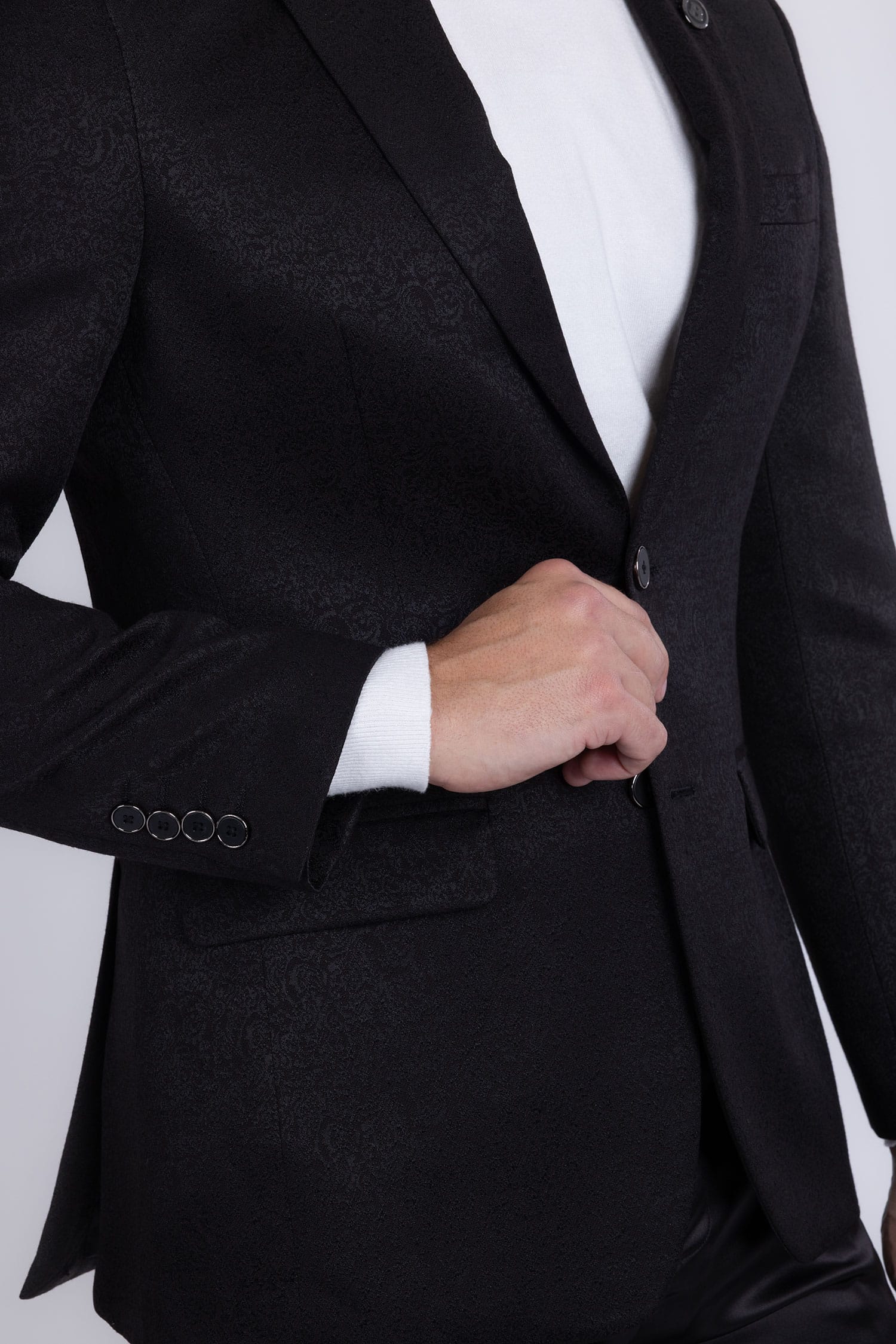 Barabas Men's Floral Geometric Design Notch Lapel Blazer 5BL21 Black