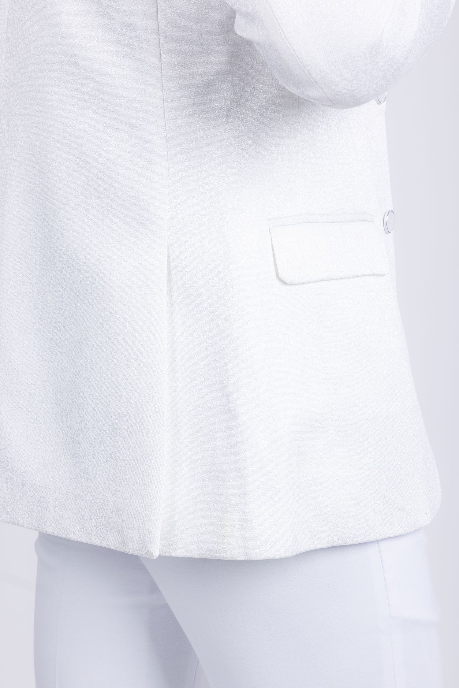 Barabas Men's Floral Geometric Design Notch Lapel Blazer 5BL21 White