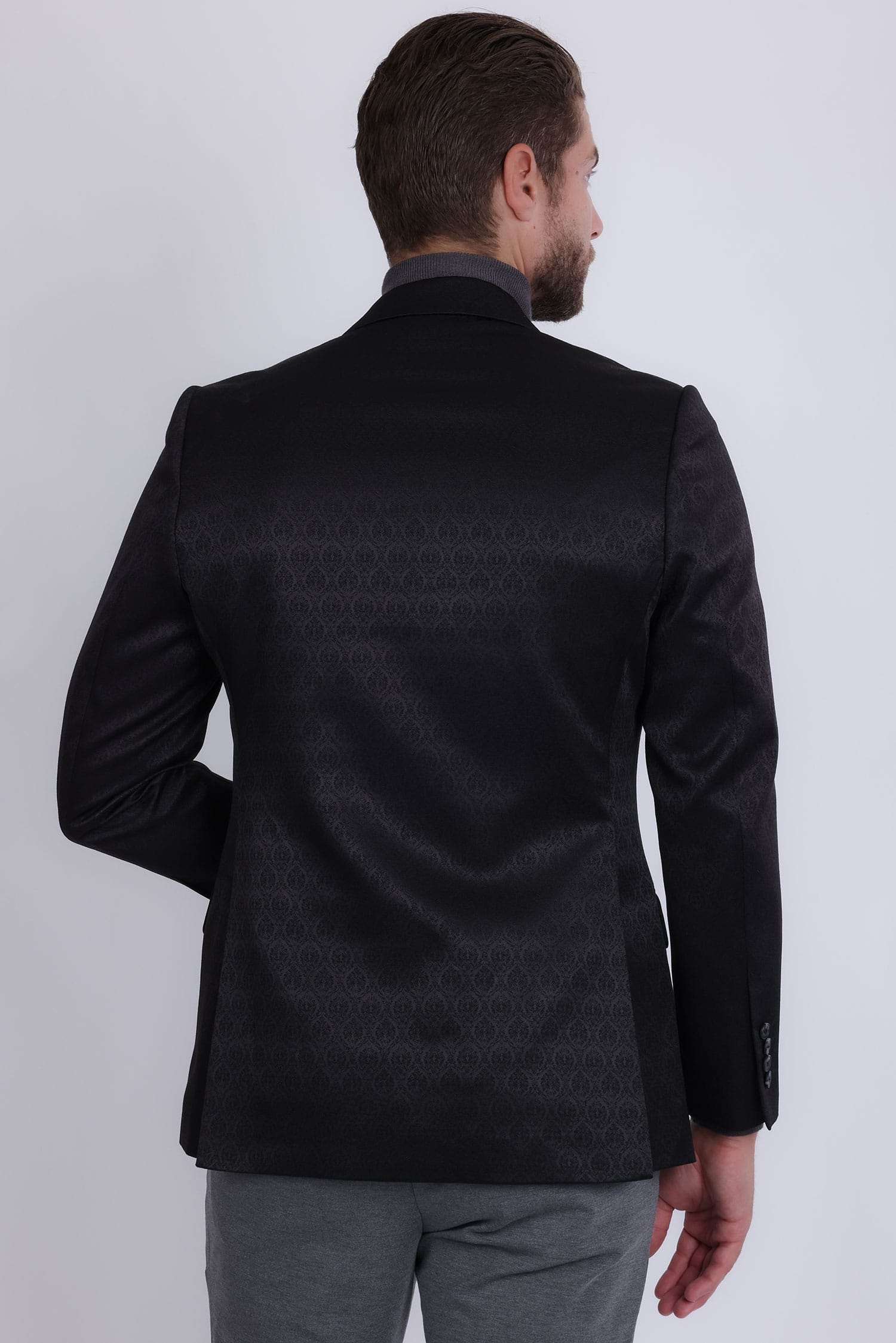 Barabas Men's Floral Pattern Notch Lapel Casual Blazer 5BL24 Black