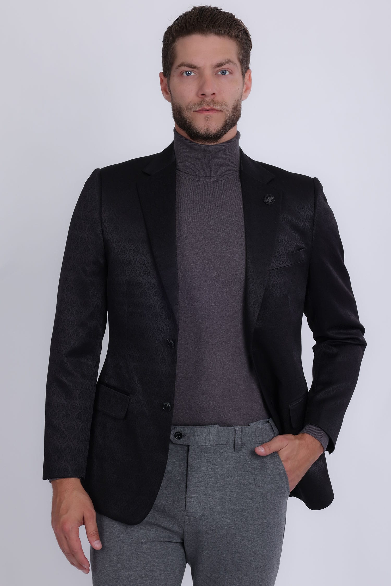Barabas Men's Floral Pattern Notch Lapel Casual Blazer 5BL24 Black