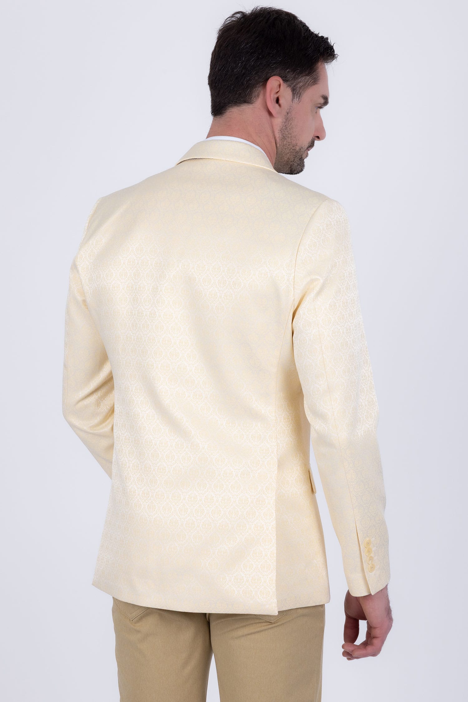 Barabas Men's Floral Pattern Notch Lapel Casual Blazer 5BL24 Yellow