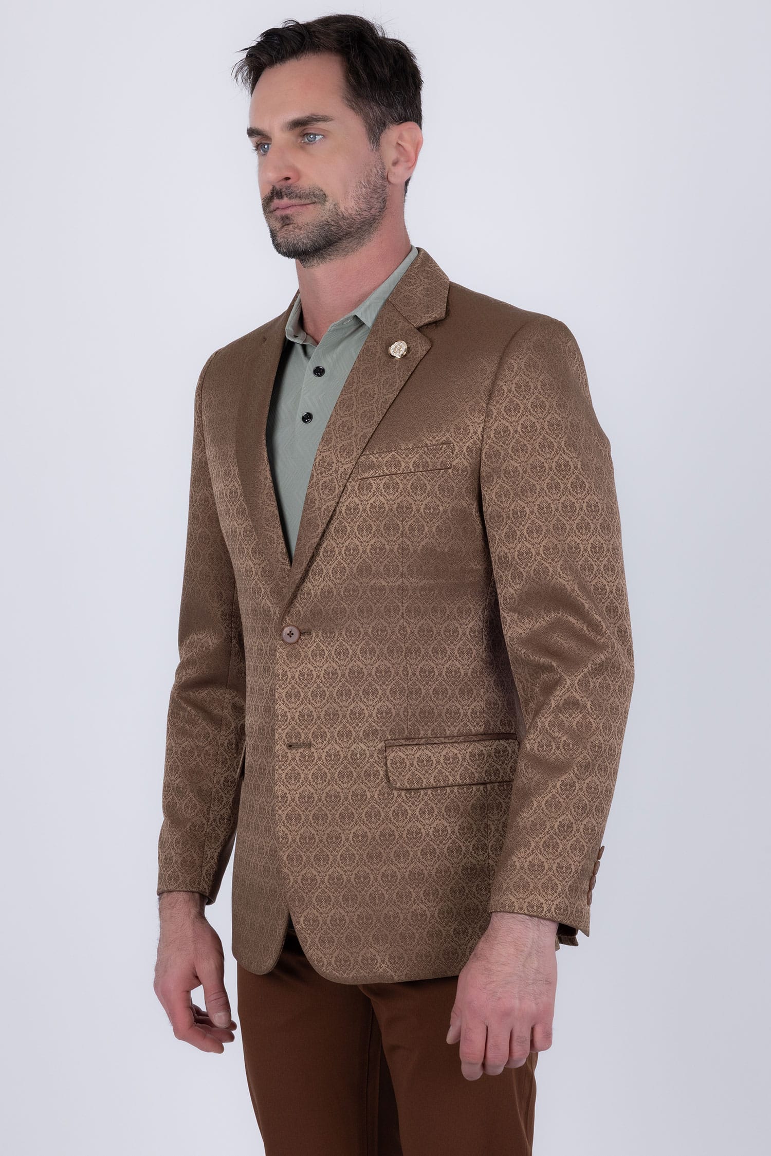 Barabas Men's Floral Pattern Notch Lapel Casual Blazer 5BL24 Bronze