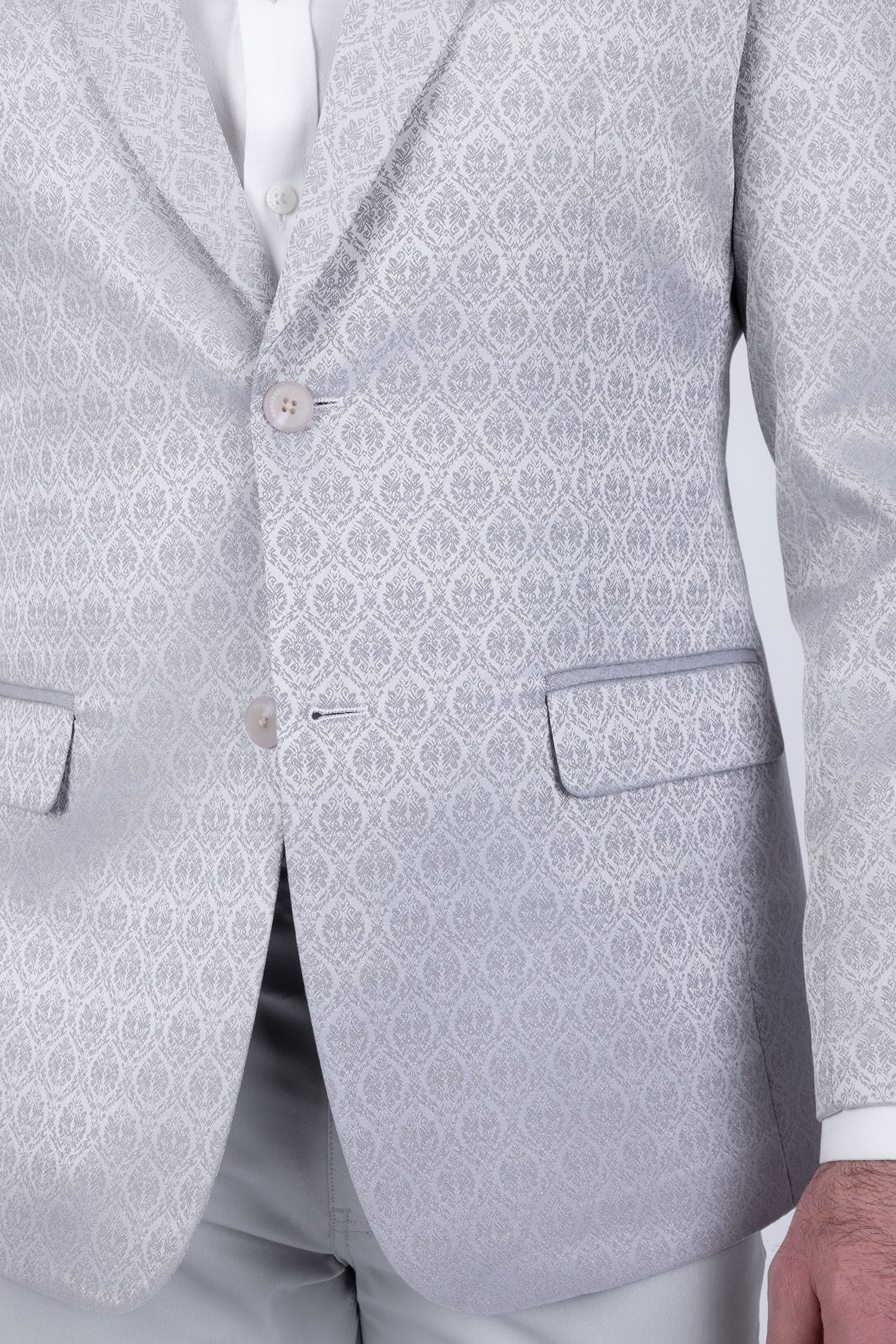Barabas Men's Floral Pattern Notch Lapel Casual Blazer 5BL24 Silver